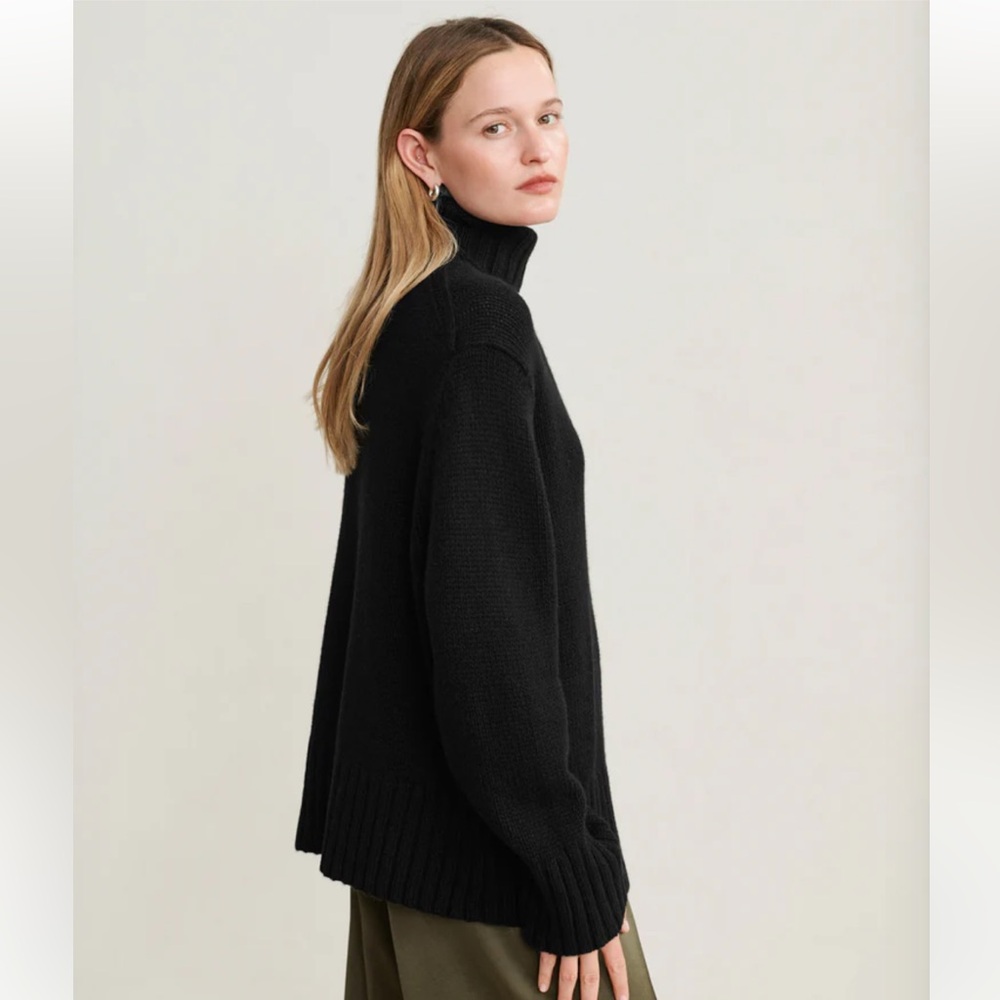 Jenni Kayne Women’s Black $595 100% Cashmere Jet Turtleneck Sweater Black XL